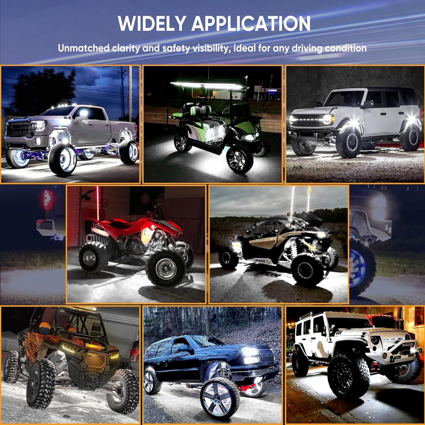 Honalia Pure White Rock Lights for Trucks 16 Pods, 6000K White LED Rock Lights Kits with Switch