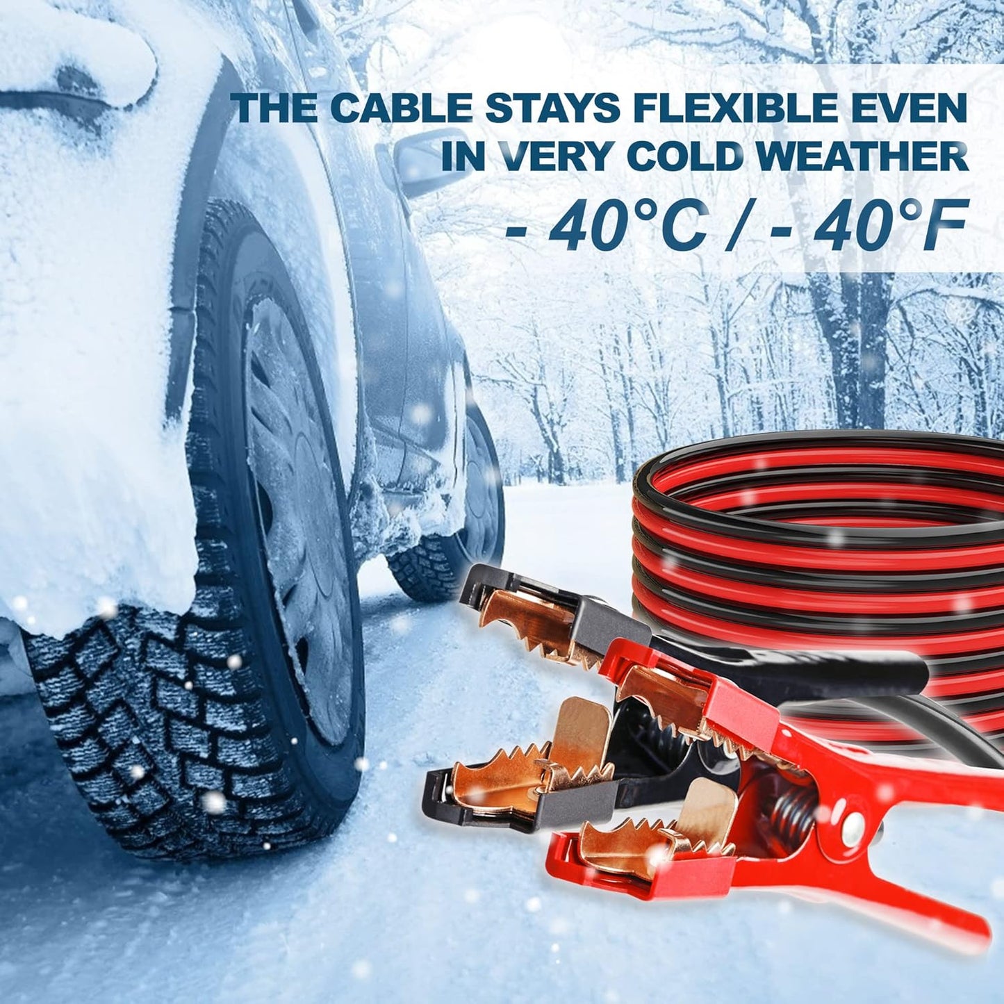 UL-Listed Jumper Cables - 2 Gauge 20 Feet Battery Jumper Cables for Car, Heavy Duty Booster Cables (2AWG x 20Ft) with Carry Bag, Safety Gloves and Iron Brush