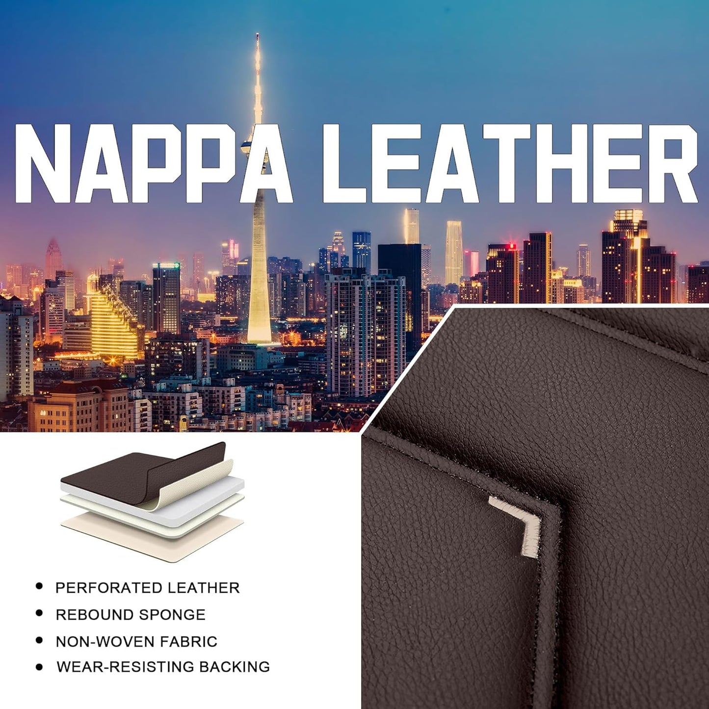 Car Seat Covers for Chrysler Pacifica 2004-2025, Stylish Sport Seat Cover, Premium Nappa Leather Car Seat Cover. Automobile Seat Covers Sets.(Luxury 5 Seats/Coffee Color)