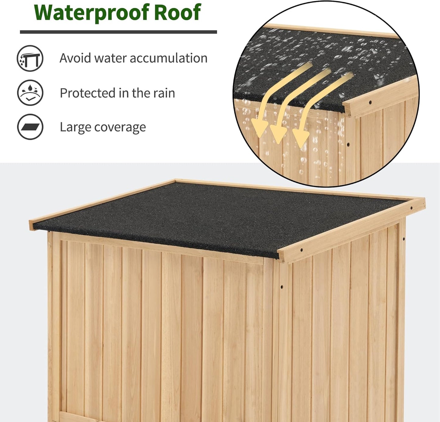 MCombo Outdoor Storage Cabinet, Wooden Storage Shed with Latch, Outside Garden Tool Shed with 2 Doors for Patio Yard Lawn, 0808 (Natural, Medium)