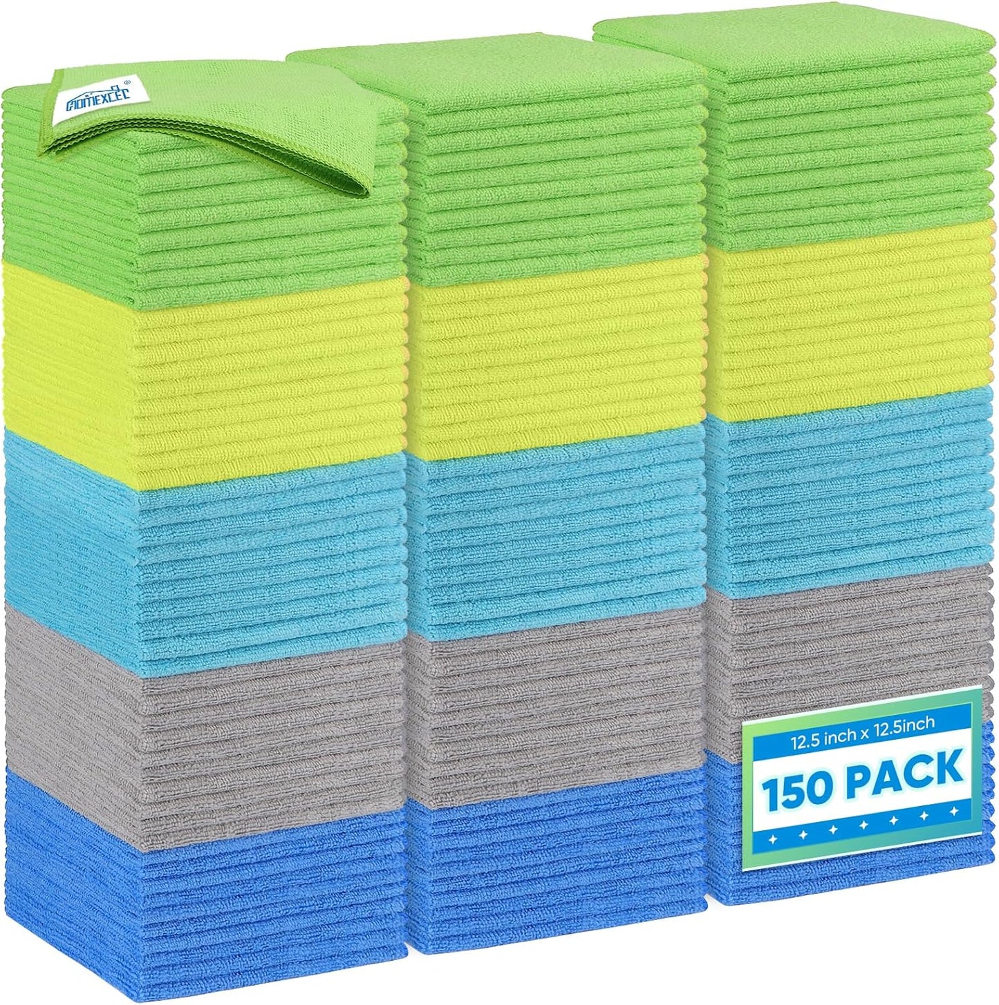 HOMEXCEL Microfiber Cleaning Cloth 6 Pack, 12.5 x 12.5 Inch Microfiber Towels for Cars, Ultra Absorbent Cleaning Rags, Lint Free Cleaning Towels for Household, Kitchen, Window, and Car, Multicolor