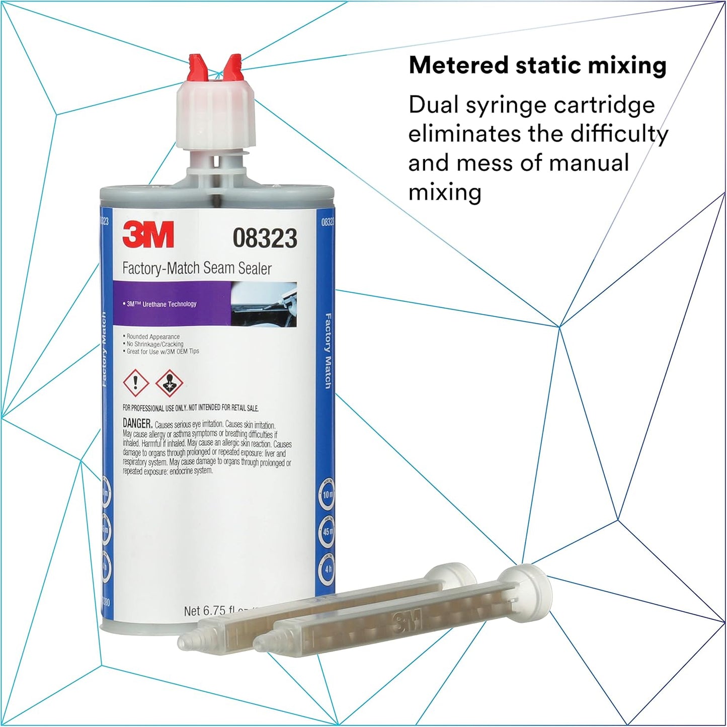 3M Factory-Match Seam Sealer, 08323, Black Color, Two-Part, Medium/High Viscosity Urethane, 200 mL/6.75 fl oz Cartridge