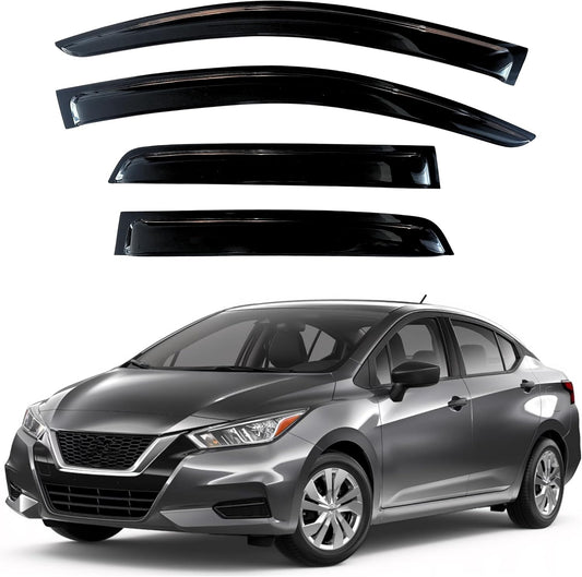 KPY Window Visor Compatible with Nissan Versa Sedan 2020-2024, 4PC Rain Guard Side Window Vent Deflectors Tape-On Style, 2020 2021 2022 2023 2024