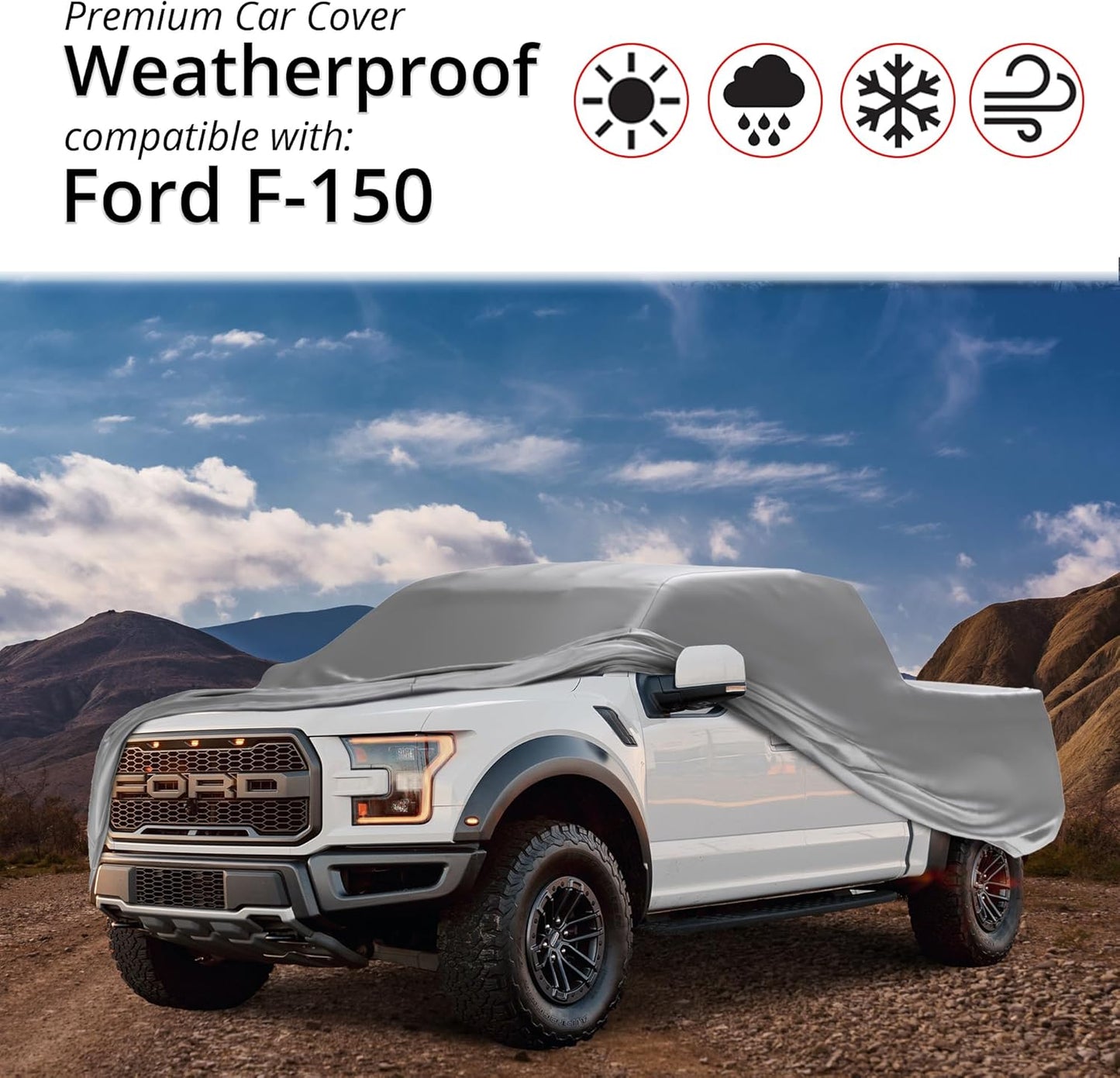Car Covers Weatherproof Max Truck Cover & Warranty Compatible with Ford 2004-2009 F-150 SuperCab, 5.5 with Camper Shell– Outdoor Cover, Prevents Theft with Cable Lock