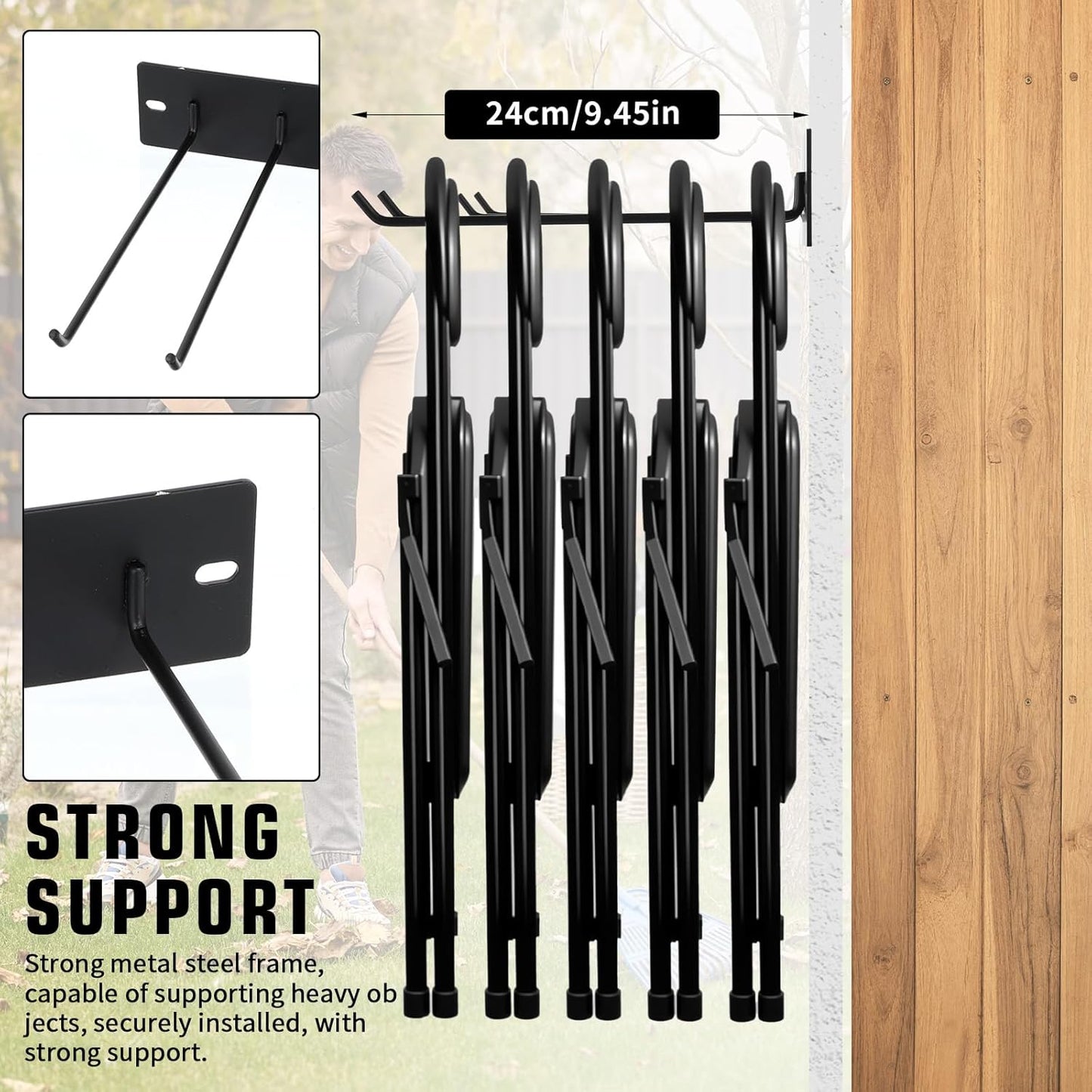 ﻿Folding Chair Storage Rack for Chair Organization and Garage Wall Mount Storage, Garden Tool Rack Organizer (2 Pack)