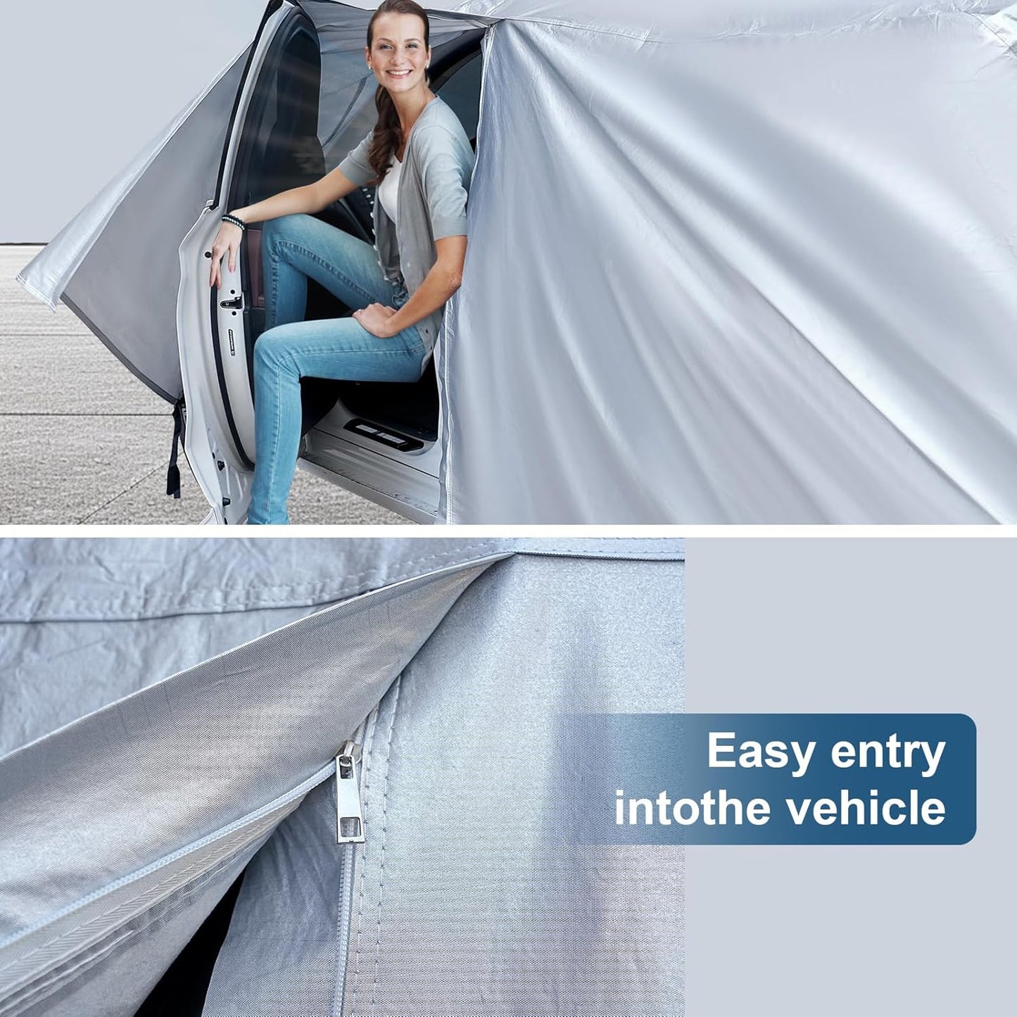 AUQDD 6-Layers Premium Sedan Car Cover Waterproof All Weather Weatherproof UV Sun Protection Snow Dust Storm Resistant Outdoor Exterior Custom Form-Fit Full Padded Car Cover with Straps 197"-208" K4