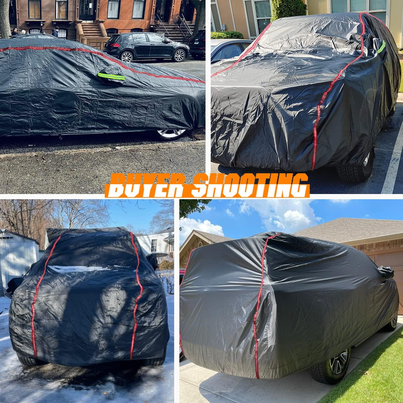 Breathable New Material, Waterproof Car Cover, Locks and Zipper Doors, Sunscreen Waterproof UV Prevention Snowproof Wind and Windproof,Suitable for Indoor Outdoor,for SUV (214"-236") B15