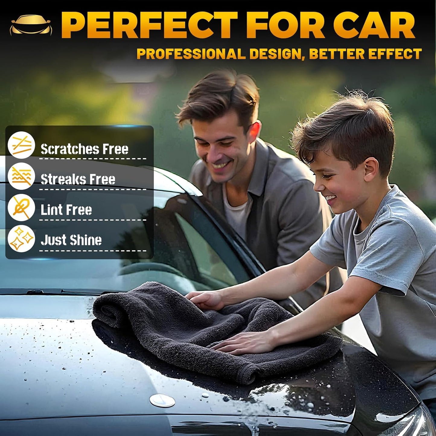 Microfiber Towels for Cars, 2 Pack 1200GSM Car Drying Towel(24″x 36″), Dual Sided Drying Towels Car Detailing, Ultra Absorbent Car Cleaning Towel, No Streak, No Scratch, No Water Spots