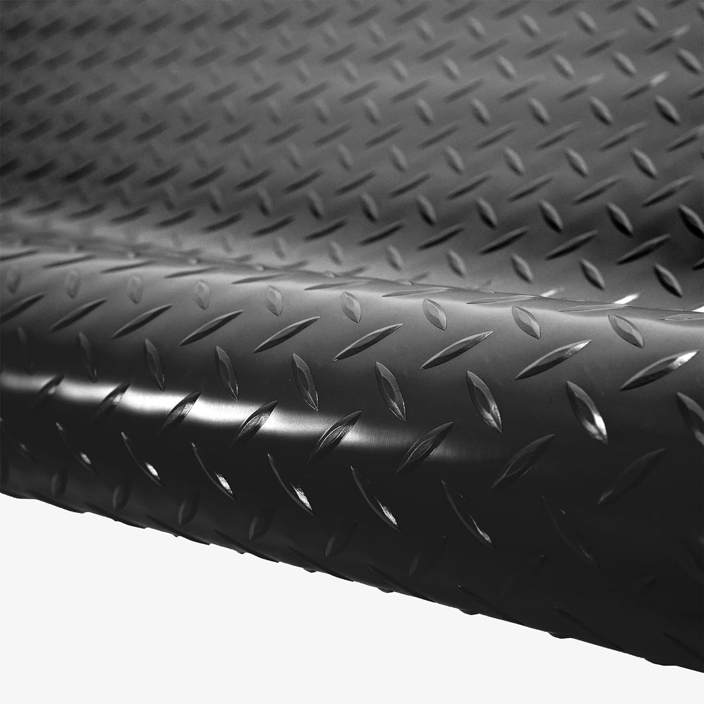 IncStores 2.5mm Thick Commercial-Grade Nitro Roll Garage Floor Mat | Flexible Vinyl Floor Mat for a Stronger and Safer Garage, Workshop, or Trailer | Diamond-Plate, Midnight Black, 8' x 40'