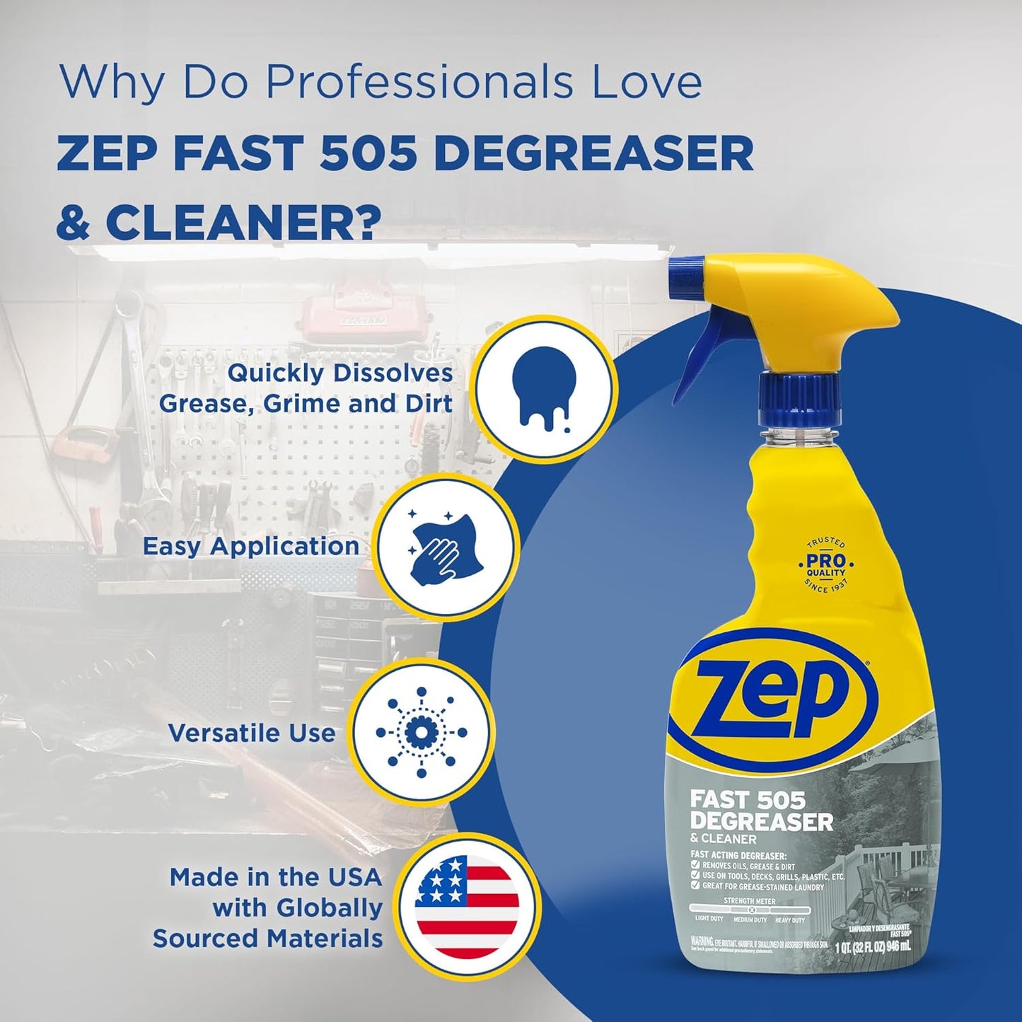 Zep Fast 505 Cleaner and Degreaser - 32 Ounce (Case of 12) - ZU50521 - Great for Grills, Plastics, Metal, and More!