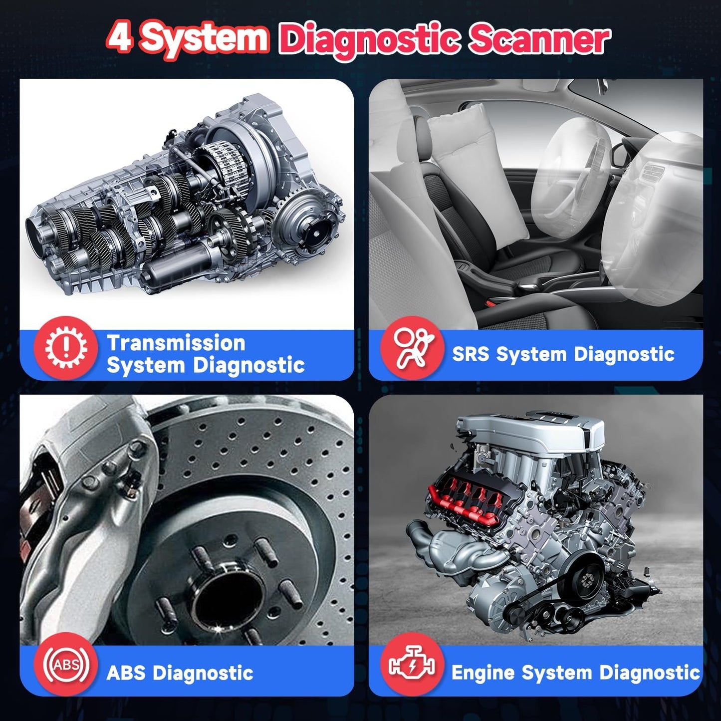 FOXWELL NT604 OBD2 Scanner Diagnostic Tool, Check Engine Code Reader, ABS SRS Transmission Airbag Car Scanner, Car Scan Tool for All Vehicles, English/Spanish Ver., Lifetime Free WiFi Update, AutoVIN