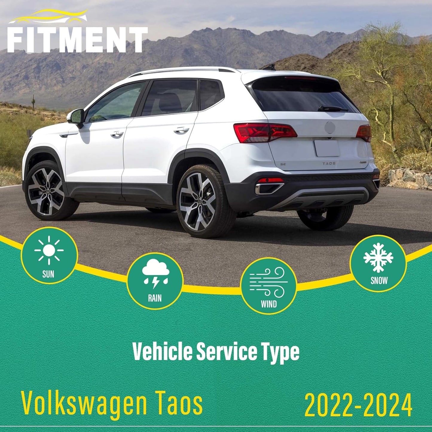 26" 18" 12" Windshield Wiper Blades Replacement for VW Volkswagen Taos 2022 2023 2024 Premium All Weather Front Rear Wipers Set - OEM Quality (Pack of 3)