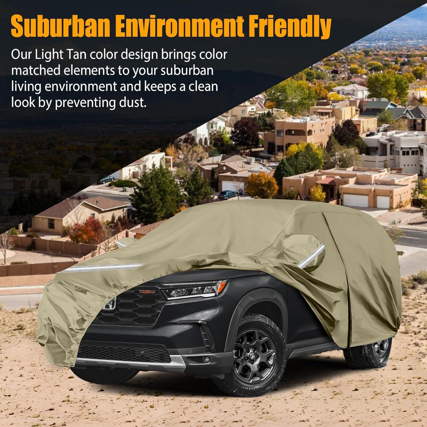 Waterproof Car Covers Replace for 2002-2025 Honda Pilot, Multilayer Heavy Duty with Cotton Liner All Weather Custom-fit Car Cover with Zipper Door, Windproof Bands for Snow Rain Dust Protection