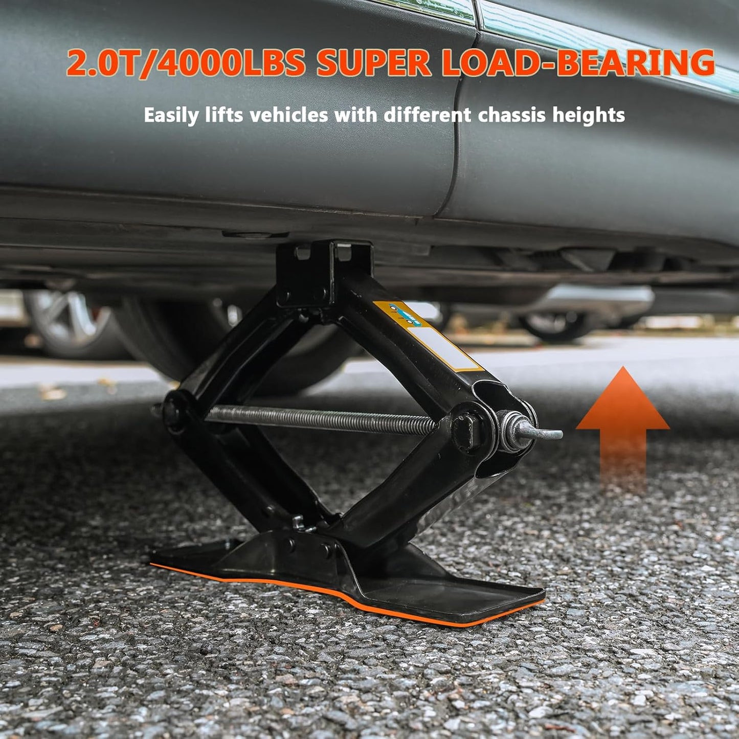 Car Jack Kit Scissor Jack for Car-2Ton(4409lbs),Portable Jack Tire Change Kit Deal for SUV Auto with Crank Handle,Heavy Duty Steel,Black