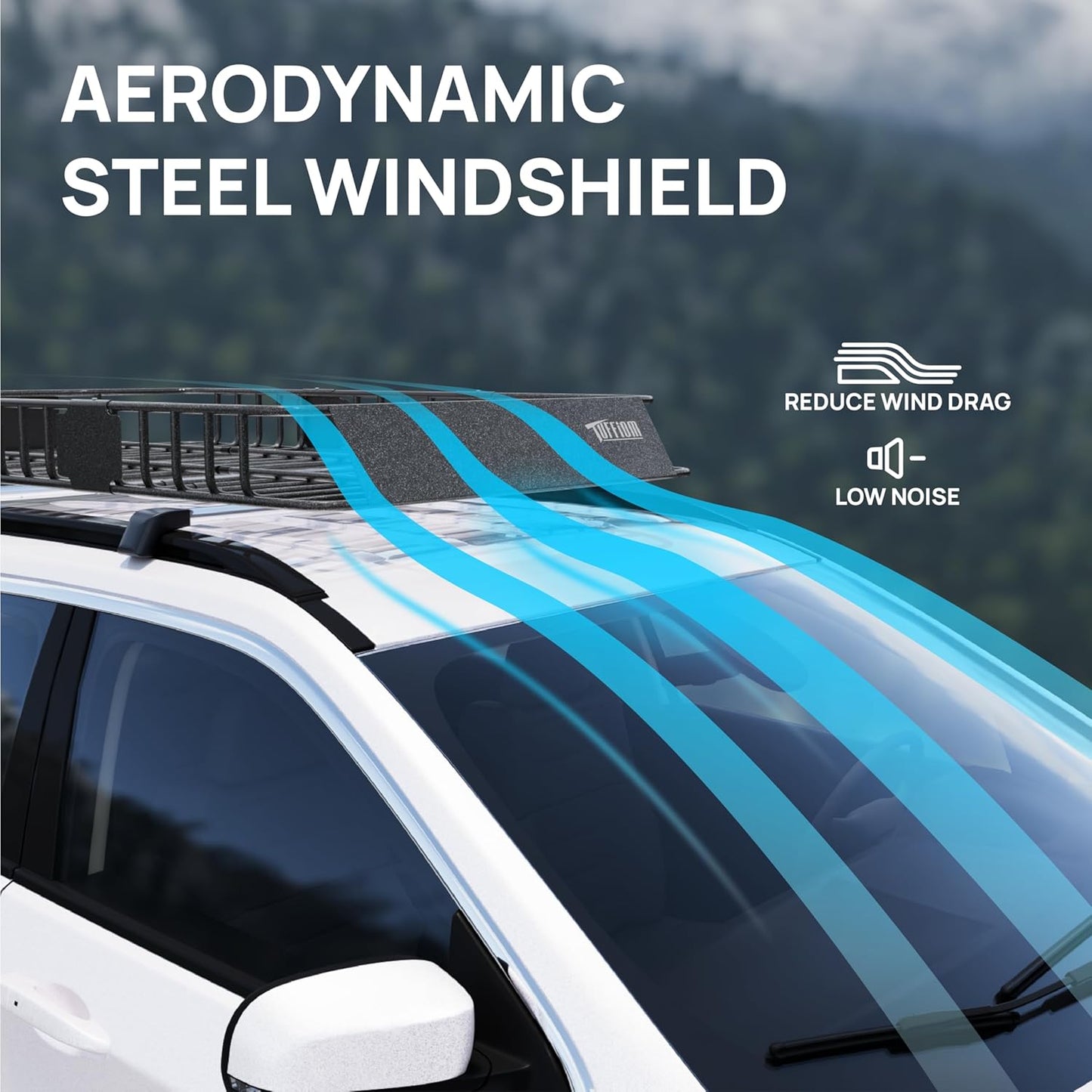 TUFFIOM 64"x 39"x 6" Universal Rooftop Cargo Carrier Basket, Extendable Steel Roof Rack Basket w/Net+Storage Bag+Pedal+Straps, Heavy Duty Car Top Rack Luggage Holder Carrier for SUV Car Truck Van