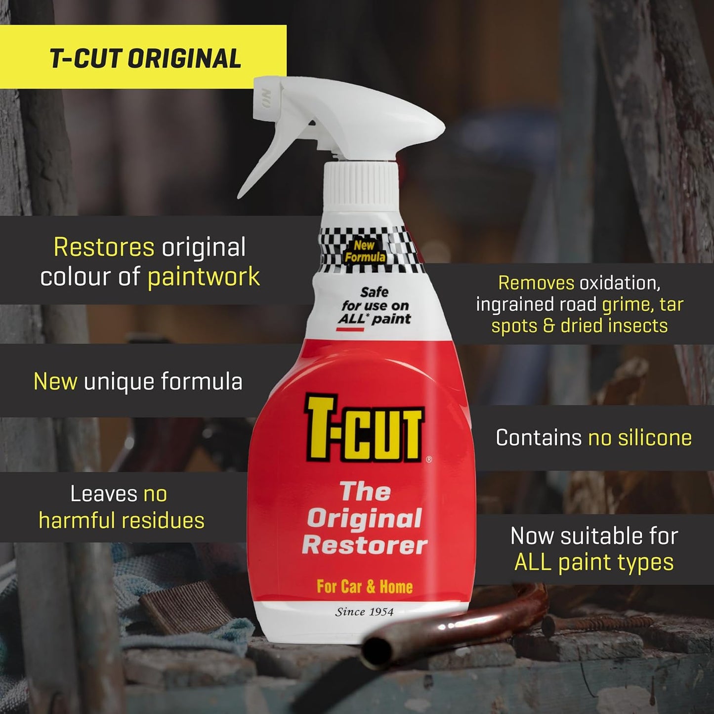 T-Cut Colour Restorer, 17 Fl Oz - Paintwork Restore, Spray Paint, Restores Original Colour and Lustre to Paintwork Removes Oxidation Scratch, TCC500