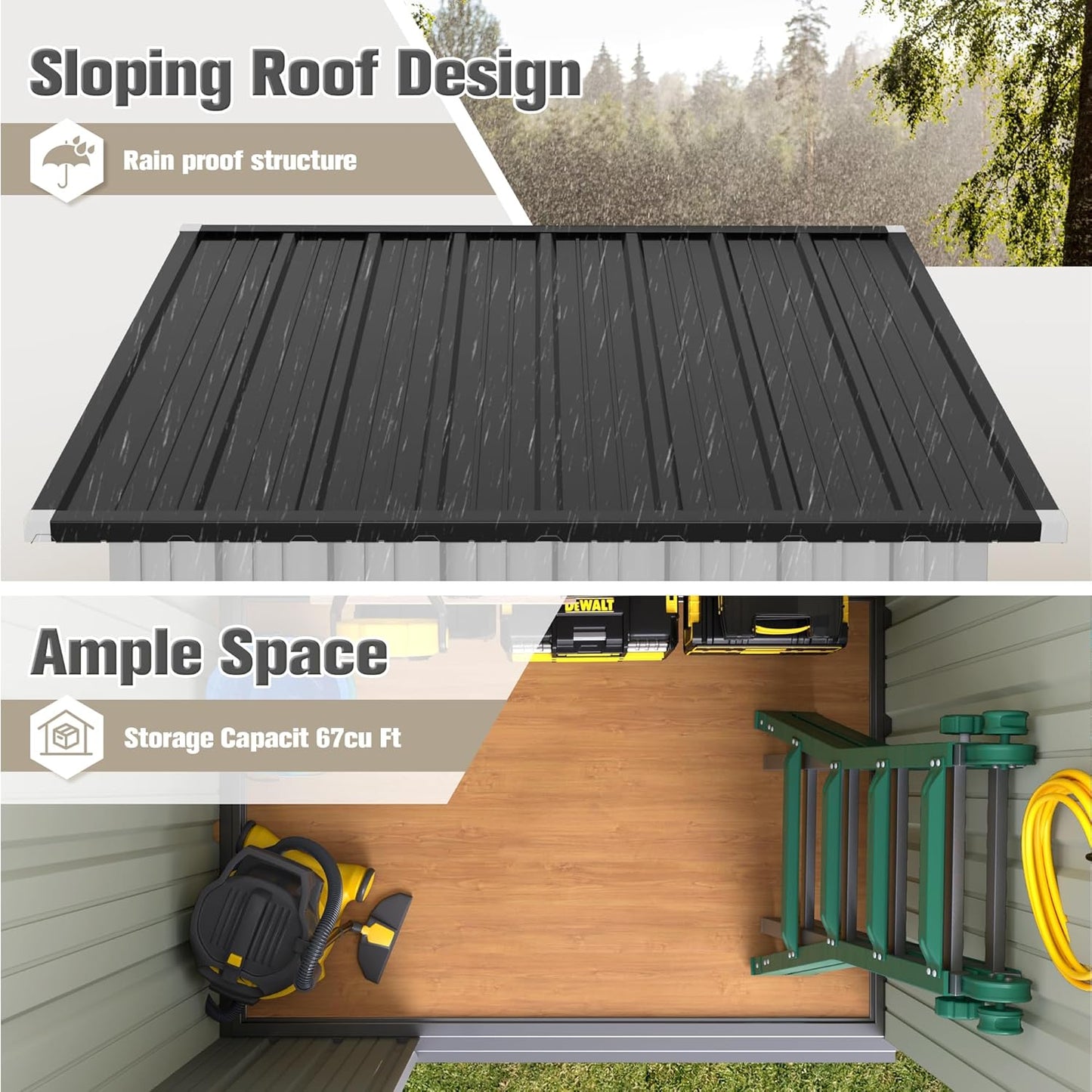 JUMMICO Metal Outdoor Storage Shed 5 x 3 FT Metal Shed with Lockable Door,Waterproof Garden Tool Shed Storage House for Backyard Patio Lawn,White