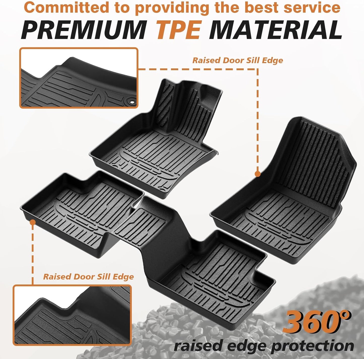 TripleAliners Floor Mats & Trunk Mat All Weather Liners Compatible with 2025 Toyota Camry (Include Hybrid) Accessories Carpets Liner TPE Custom Fit Protection Car (Floor Mats+Trunk Mat)