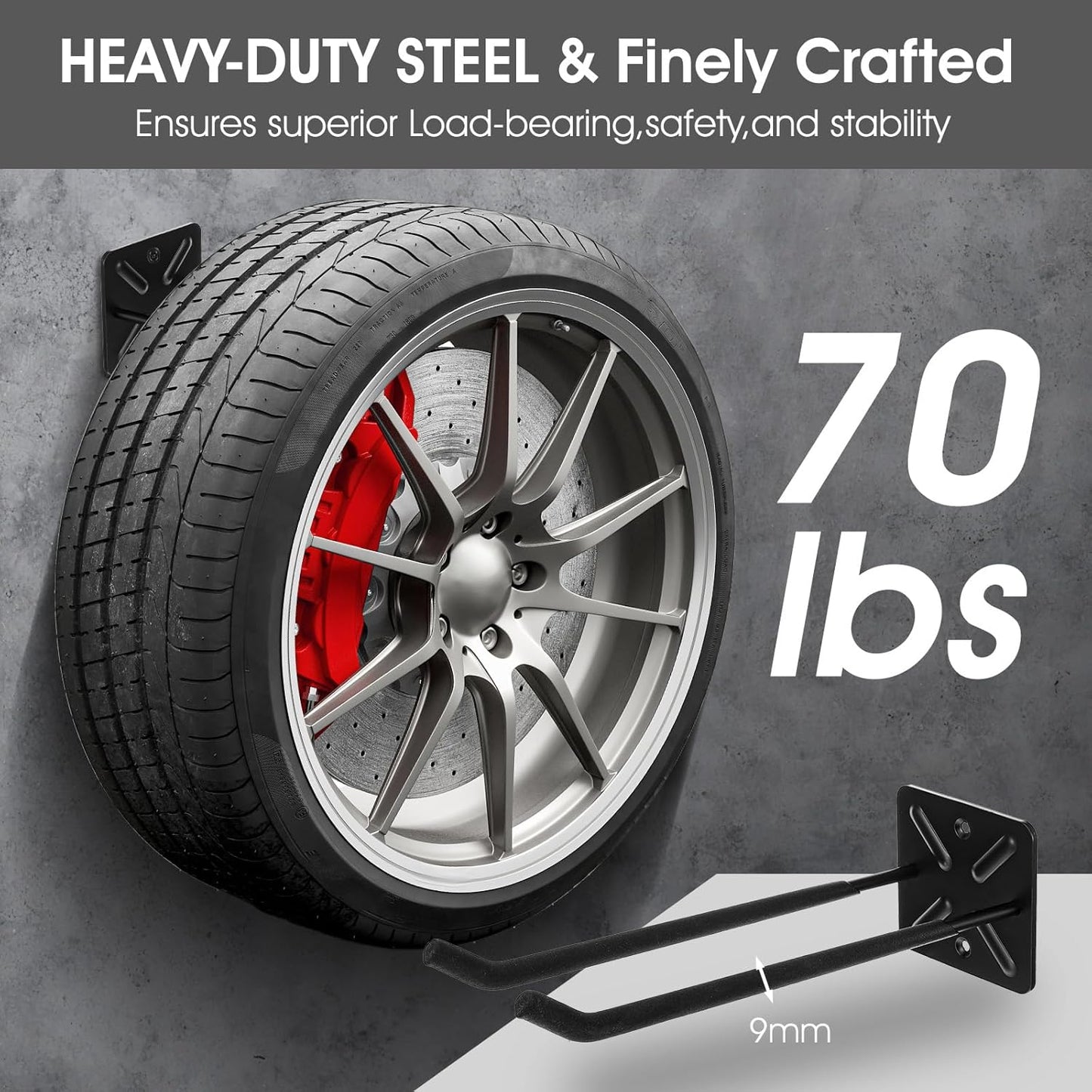 2Pcs Garage Hooks Heavy Duty Tool Organizer, Wall Mount Utility Multi-Use Storage Hangers Rack for Car Tires, Ladders, Chairs, Strollers, Power Tools, Garden Tools