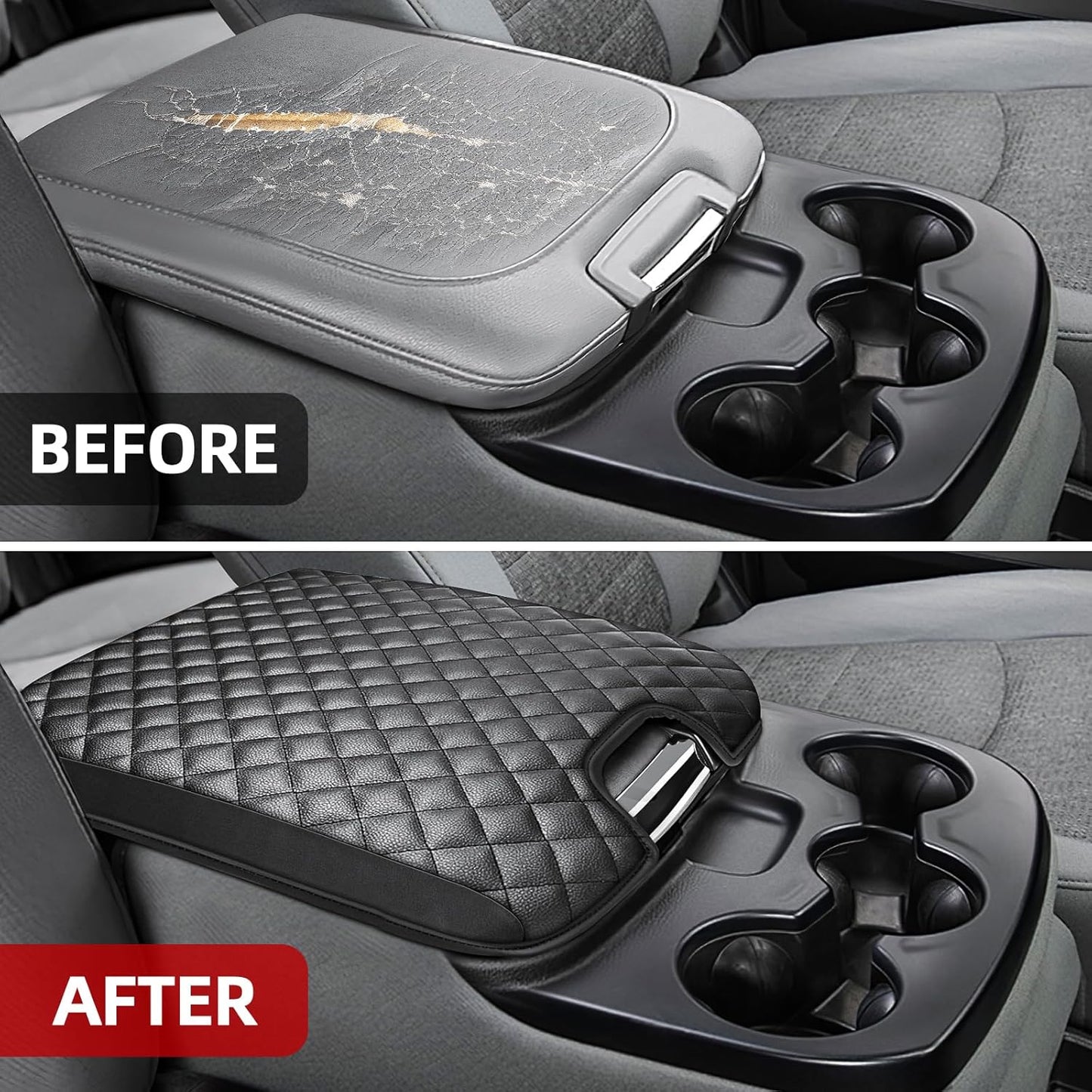 Center Console Cover Fit for 2013-2018 Dodge Ram 1500 & 2013-2023 Ram 2500/3500/1500 Classic Model for Jump Seat Console, Comfortable Armrest Cover Protector Customized Car Accessories