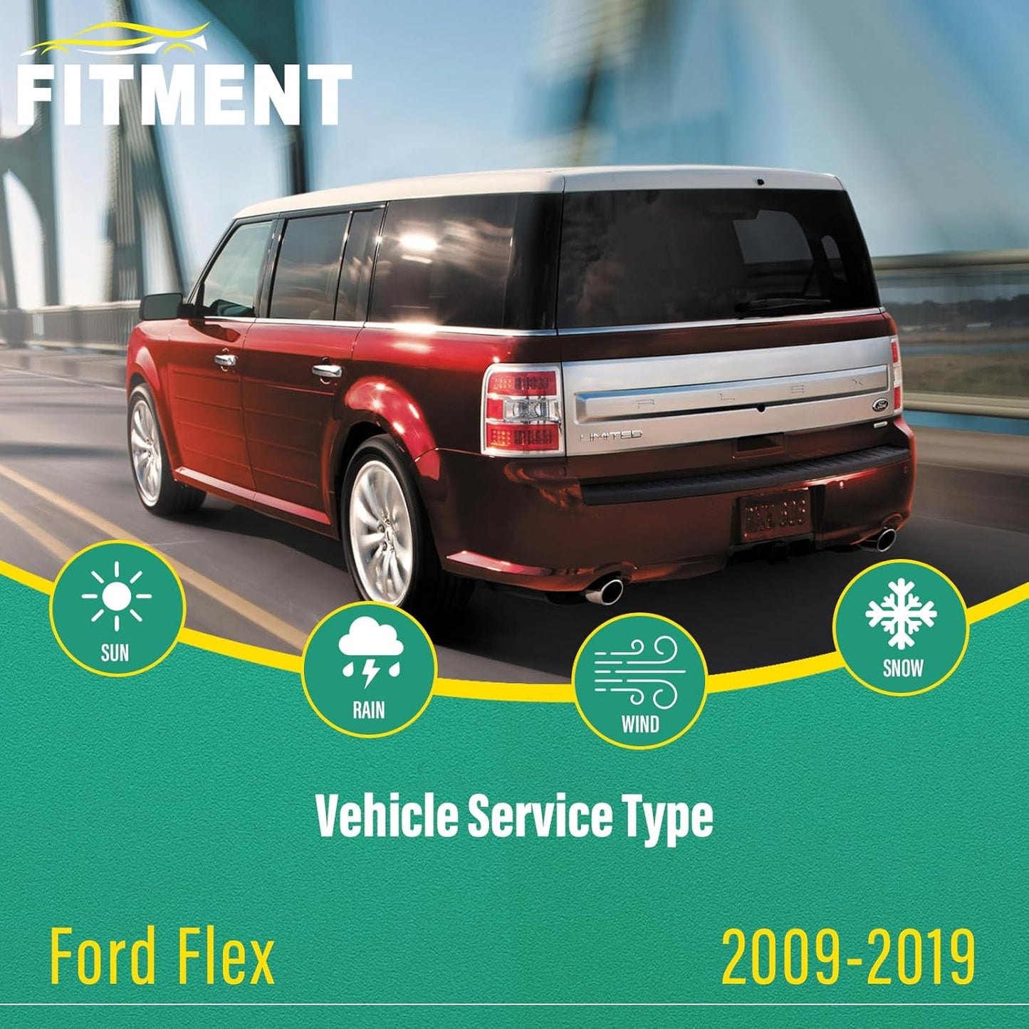 24" 22" 12" Windshield Wiper Blades Replacement for Ford Flex 2009-2019 Premium All Weather Front Rear Wipers Set - OEM Quality (Pack of 3)