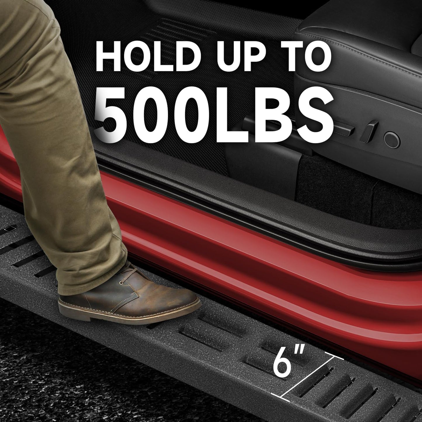 6'' Running Boards Side Steps Nerf Bars – Heavy-Duty Carbon Steel with Black Powder Coating – Durable and Rust-Resistant, Fits for 2019-2024 Silverado Crew Cab (Mixed Slots)