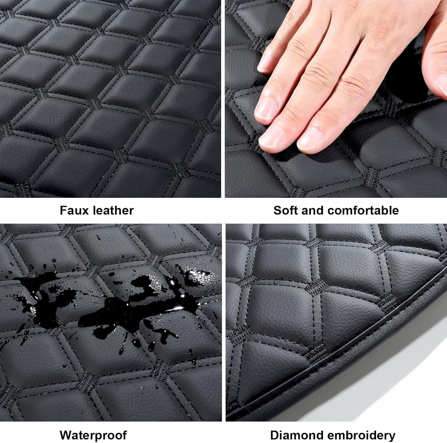 GIANT PANDA Custom Fit Center Console Cover for Dodge RAM 1500,2019 2020 2021 2022 2023 2024 with Jump Seat- Waterproof Faux Leather Armrest Center Cover - Full Protection-Black