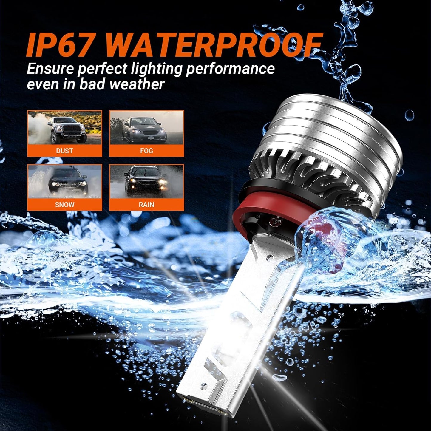 SEALIGHT 9007 HB5 Bulbs, X4I 9007 HB5 Powersport Light with Adjustable Lock Ring, Cooling Fan, 55,000LM Super Bright, Plug and Play, Fog Light, Pack of 2