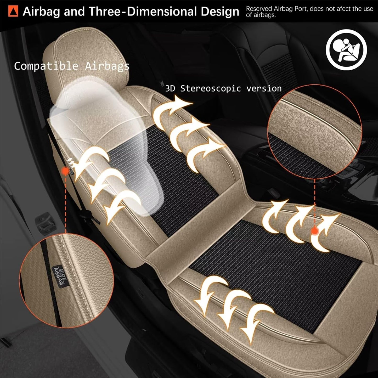 2 Front Seat Covers Fit for Toyota Camry 2012-2023 2024 2025: Car Seat Covers Leather Waterproof Ice Silk Breathable Car Seat Cushion Protector (2 Seats, Black & Beige)