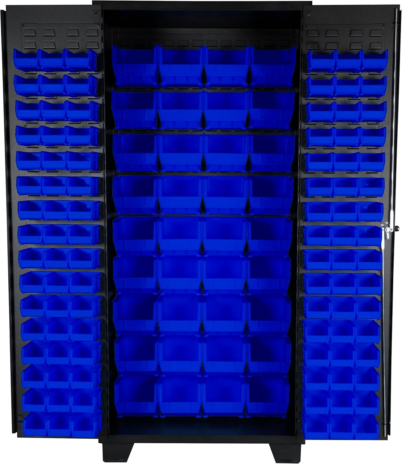 Jamco Tool Storage Cabinets with Bin Mounts, Model DZ, Includes 132 Bins, 36-Inch W x 24-Inch D x 78-Inch H, Blue Bins