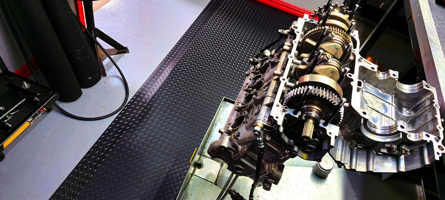 Rhino Mats, American Classic Diamond Anti-Fatigue Mats, Industrial Ergonomic Comfort Standing Mat for Work, Home, Garage, Office, Kitchen or Anywhere (Black 1" Thick, 4 FT. x 9 FT.)