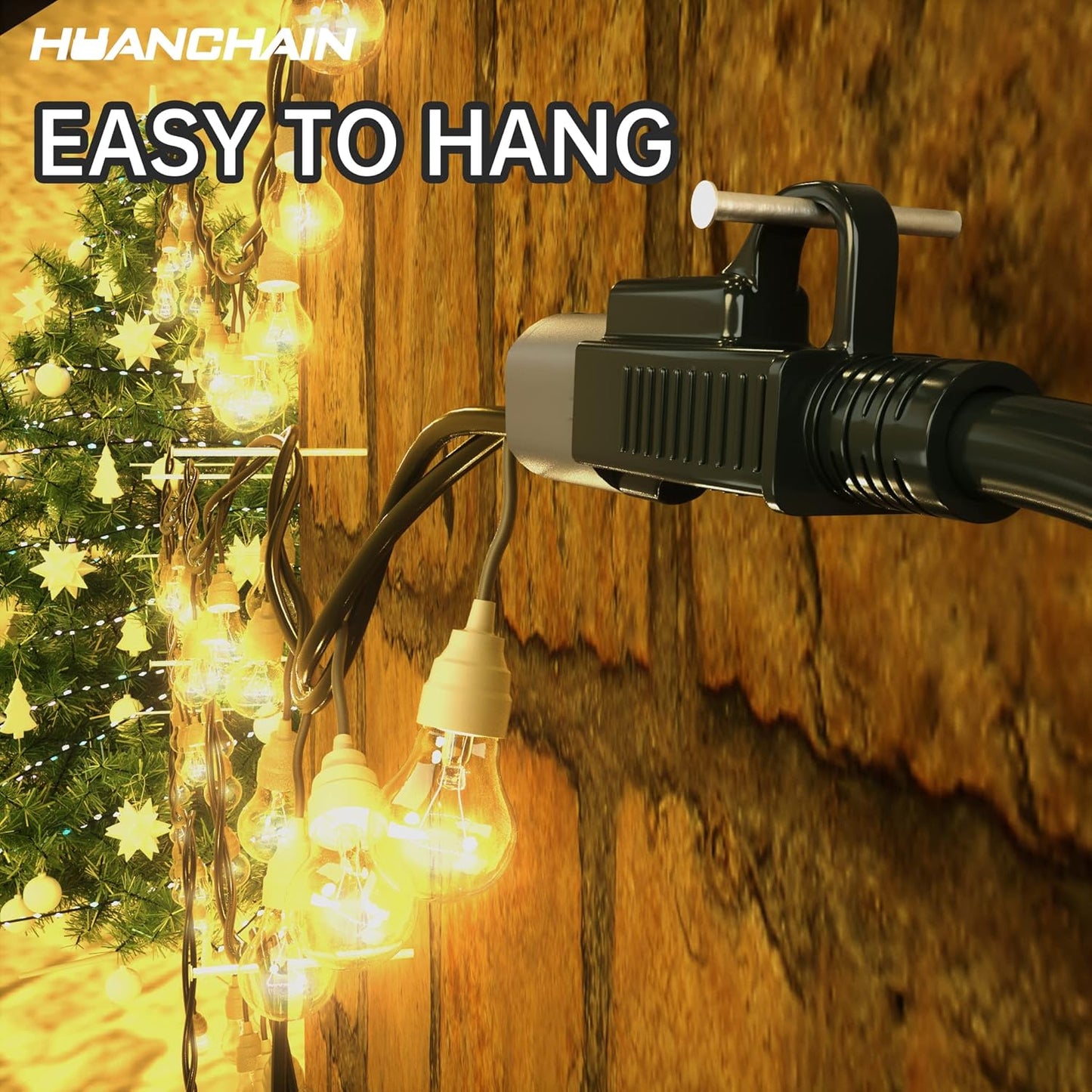 HUANCHAIN Indoor Outdoor Black Extension Cord 20 ft Waterproof, 16/3 Gauge Flexible Cold-Resistant Appliance Extension Cord Outside, 13A 1625W 16AWG SJTW, 3 Prong Heavy Duty Electric Cable, ETL