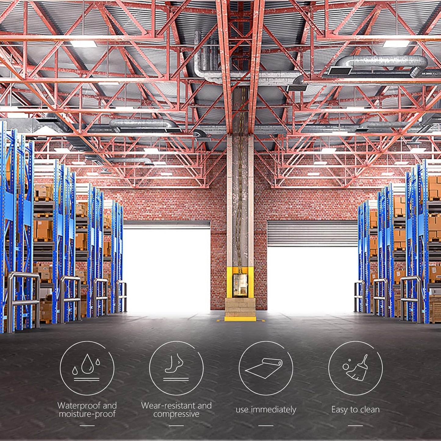 2.5mm Thickened 7.5Ft x 27Ft Garage Floor Mat Rubber Flooring Roll 202.5sqft Diamond Plate PVC Rubber Trailer Mat Non-Slip Floor Protector Mat for Garage Warehouse Basement Trailer - Black