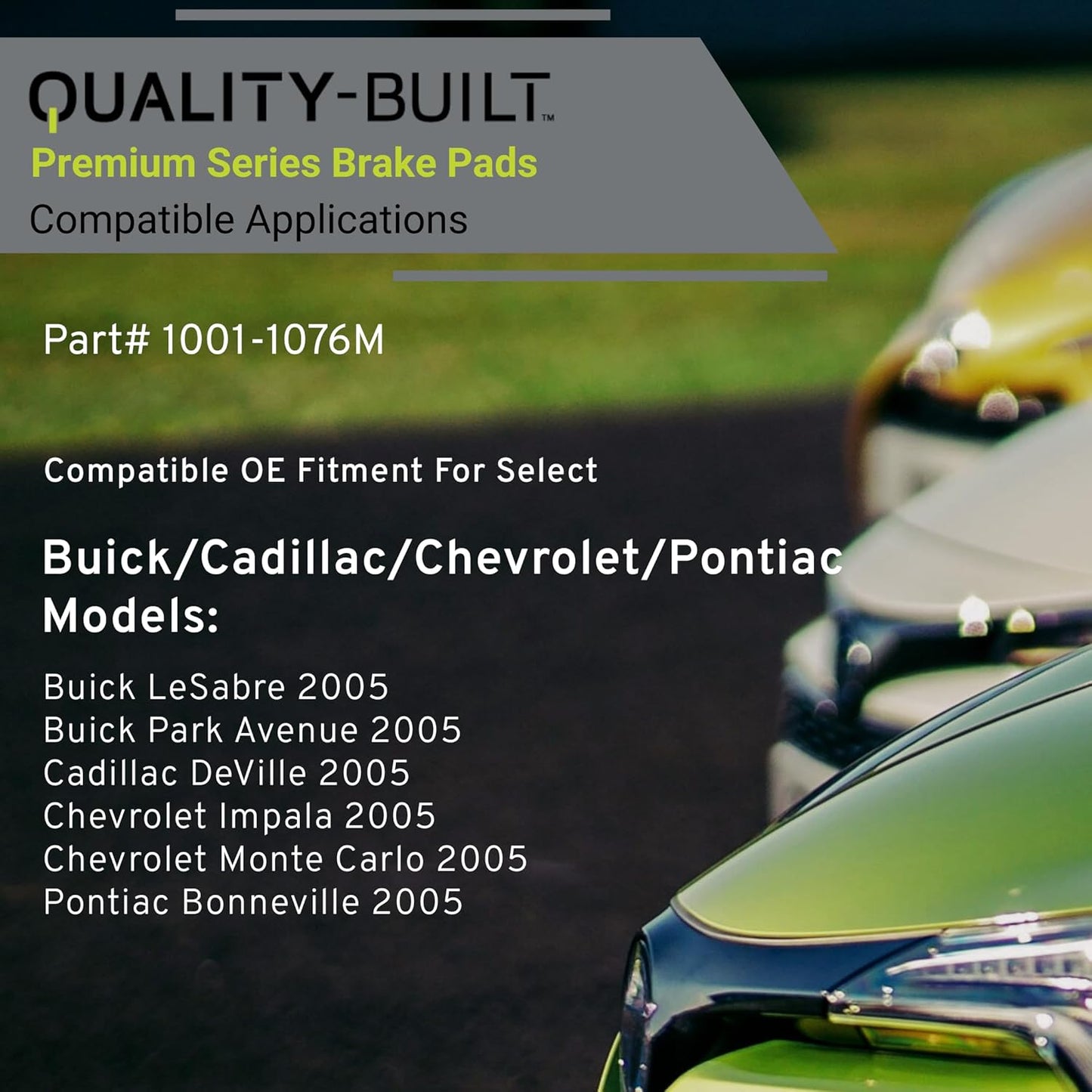 Premium Semi-Metallic Front Brake Pads (1001-1076M) Compatible with Buick LeSabre 2005, Park Avenue 2005, Cadillac DeVille 2005, Chevrolet Impala 2005, Monte Carlo 2005 & More