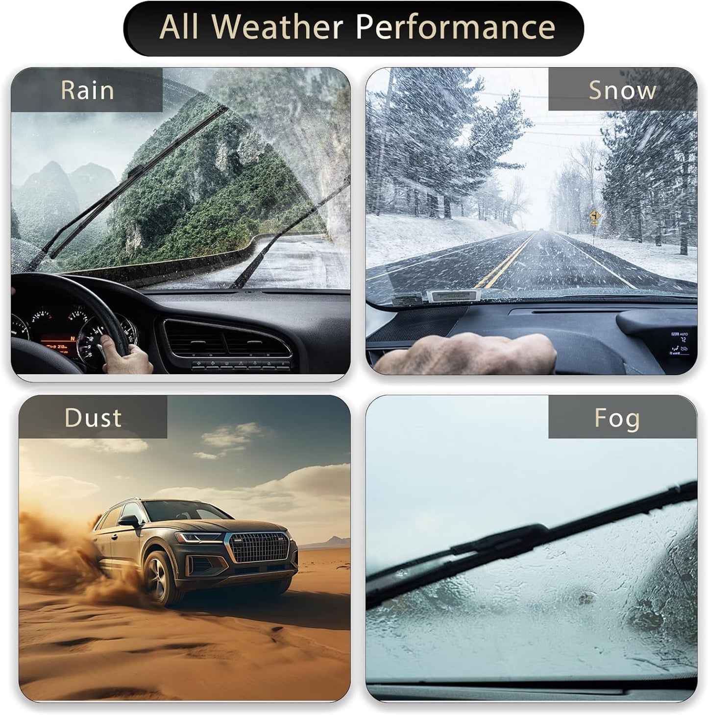 Windshield Wipers, 28" + 16" Wiper Blades, Compatible with Toyota Prius 2022-2016, 2022-2019 AWD-e, 2022-2017 Prime - Double Service Life (Set of 4)