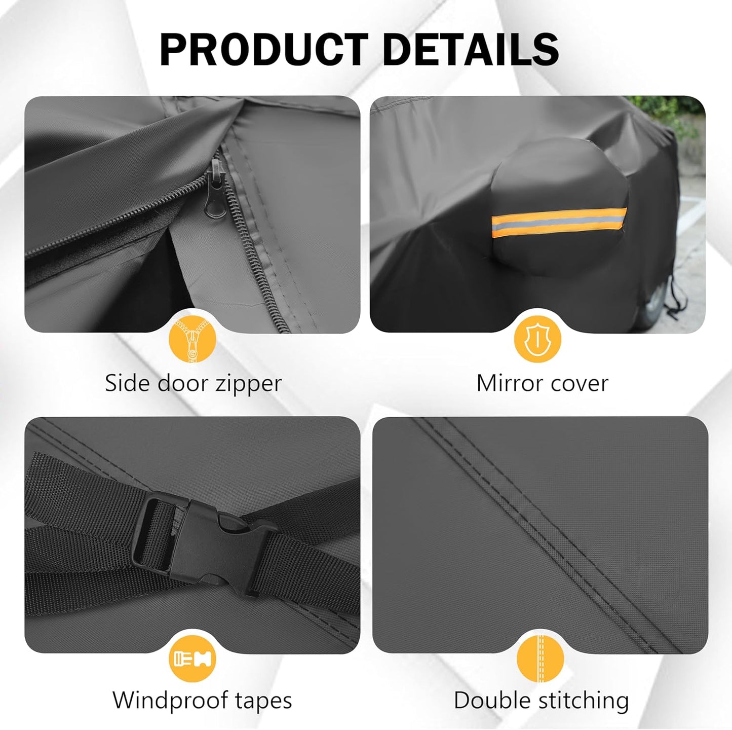 MORNYRAY Compatible with Ford F150,Car Cover Outdoor Waterproof Sun Rain Snow Hail Protection with Driver Door Zipper (Black, Custom Fit Ford F150)