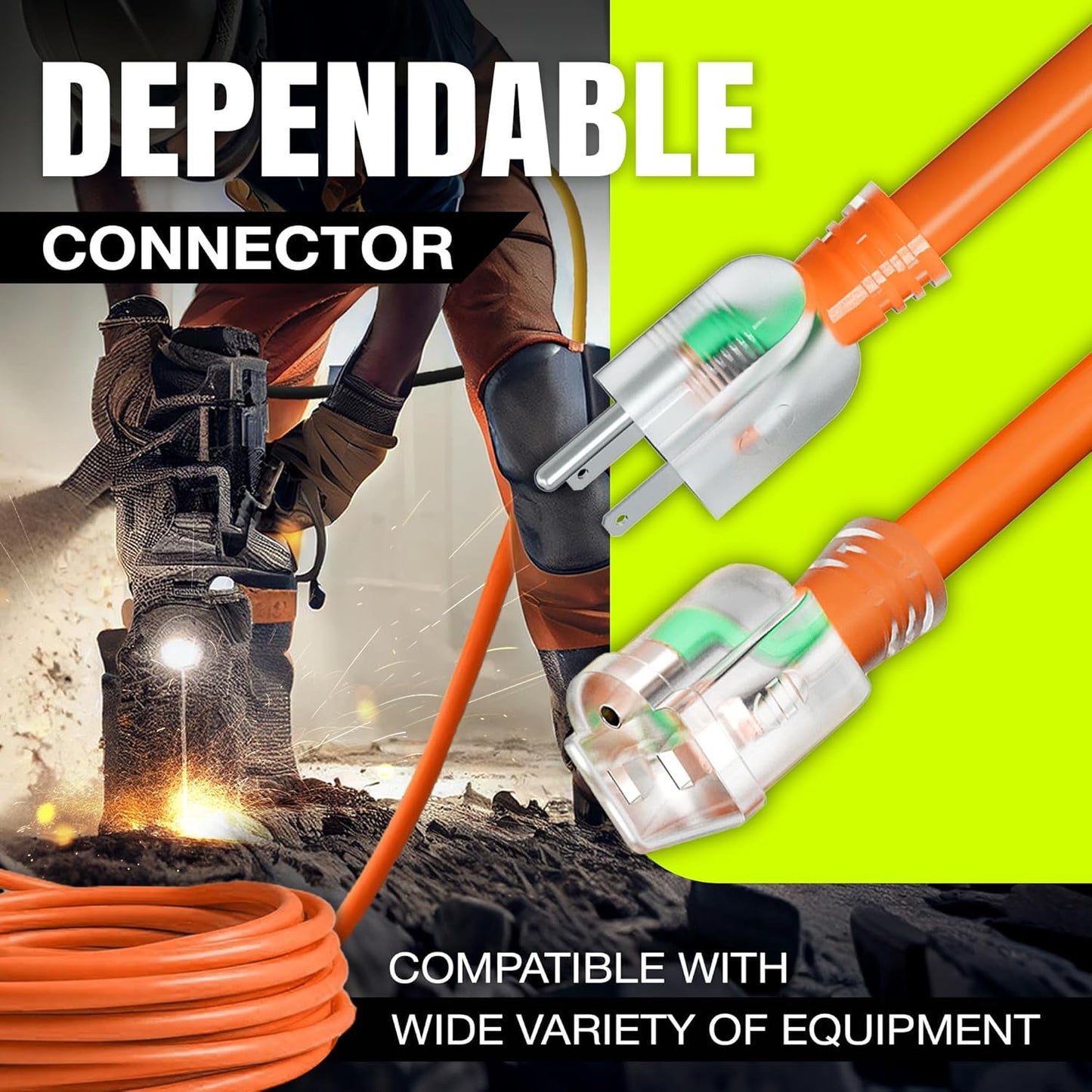 75ft Outdoor/Indoor Extension Cord 14/3 Gauge Heavy Duty 3 Prong SJTW, Waterproof, Flexible Cold-Resistant Long Power Cord,13A 125V 1625W, Orange by LifeSupplyUSA