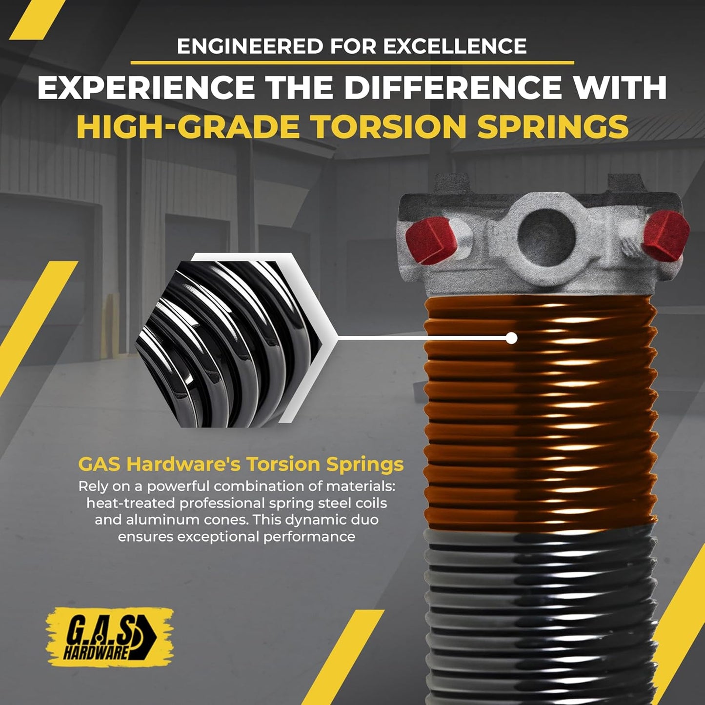 Garage Door Torsion Spring 273x2x35 Torsion Springs for Left Side of Garage Door with 1" Steel Bearing, Gloves, and Winding Bars Precision E-Coating 5-Year Warranty Minimum 30,000 Cycles (Red Cone)
