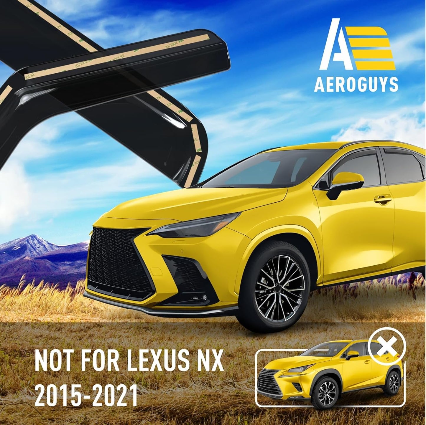 Extra Durable Window Deflectors in-Channel Window Visors Rain Guards Fit for NX 2022-2025, Sun Visors, Wind Vent for Shades, Exterior Car Accessories - 4 pcs. AG0861