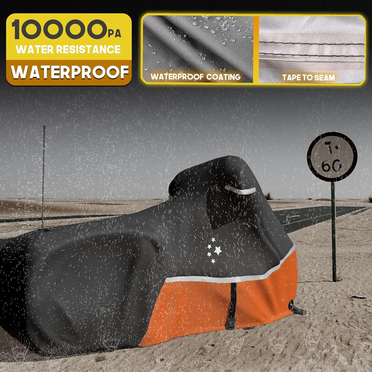 Motorcycle Cover Storage for Touring Models Harley Davidson Road King,Road Glide,Street Glide, Electra Glide,Heritage Classic,Low Rider-ST,and Most Motorcycles Orange