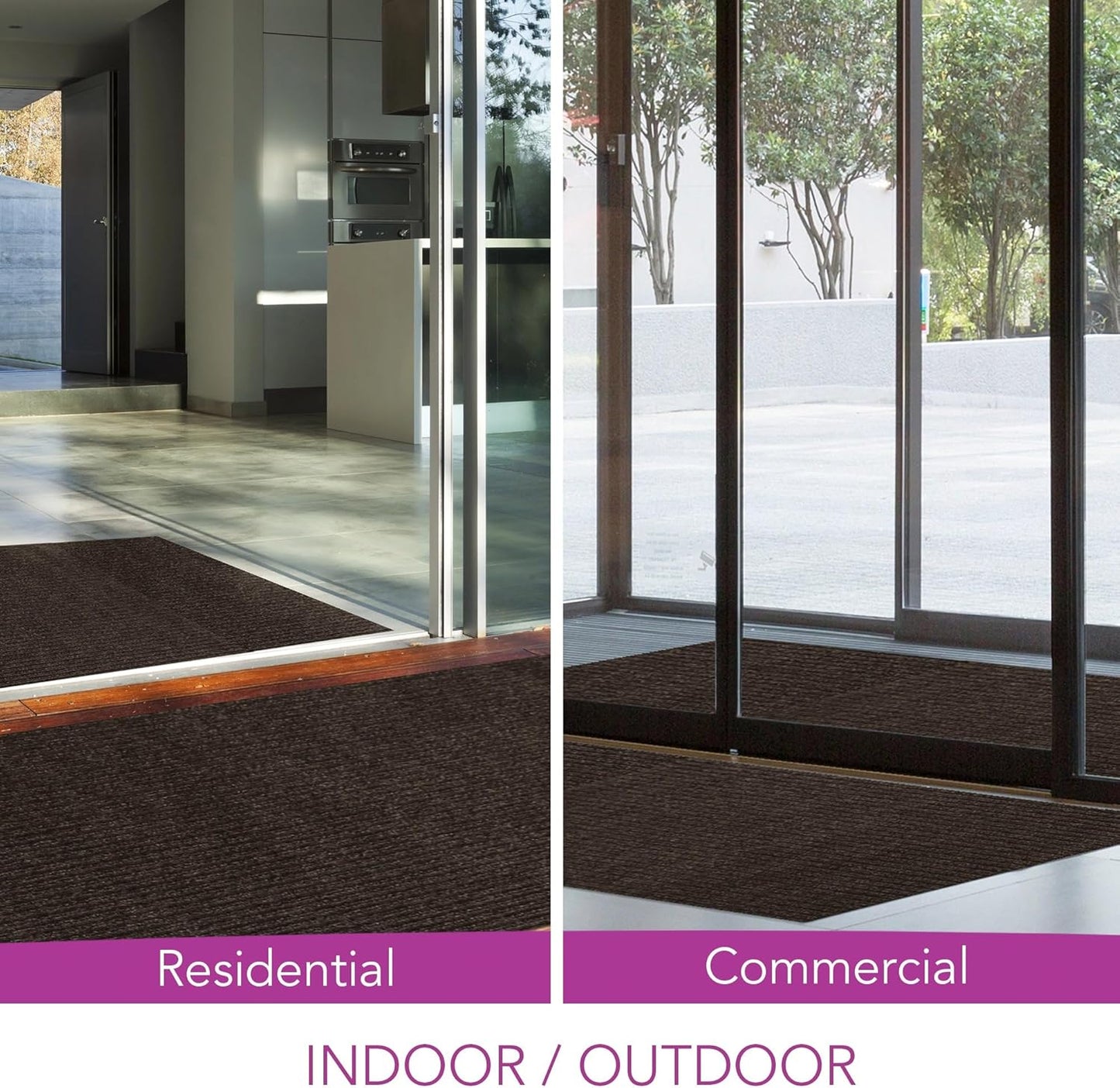 iCustomRug Spartan Weather Warrior Indoor/Outdoor Utility Ribbed Carpet Runner with Non-Slip Thermoplastic Rubber Backing, 3ft X 12ft in Brown