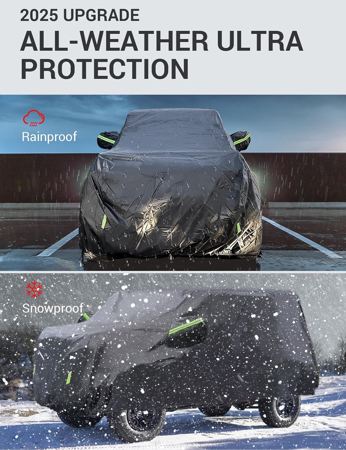 Proadsy 2025 Upgrade Car Cover Compatible with Ford Bronco 4 Door 2021-2024 2025 Windproof All Weather Waterproof Sun Rain UV Dust Snow Protection Outdoor Covers