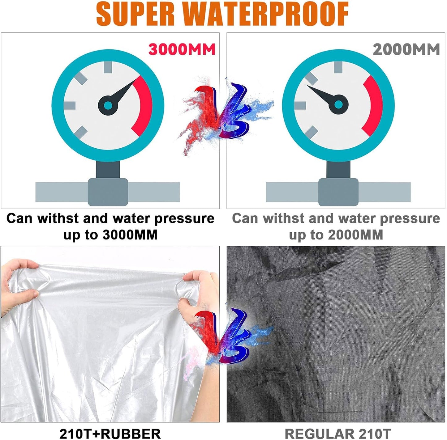 Silver Car Cover Waterproof All Weather Compatible with 1950-1992 VW Bus T1 T2 T3, Volkswagen Vanagon Full Car Cover with Door Zipper, Windproof Strap, Storage Bag