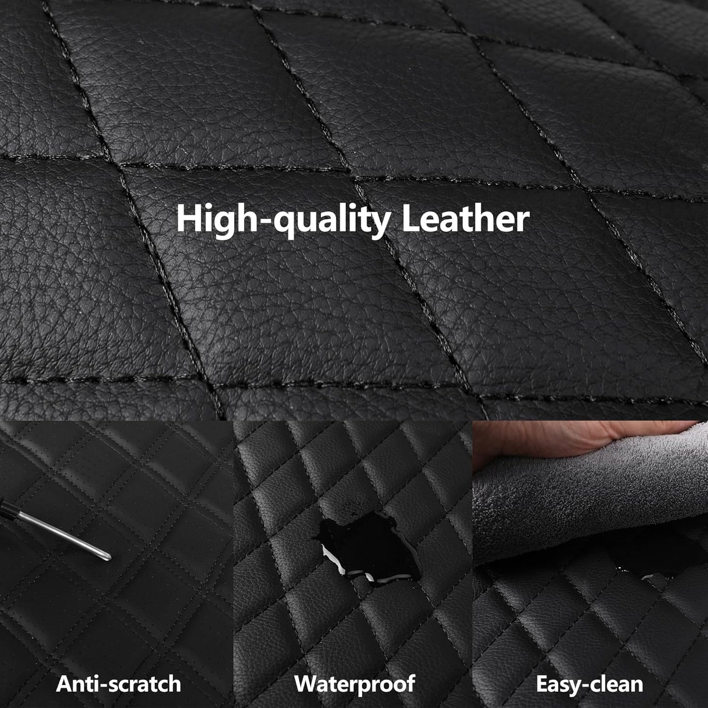 Car Seat Covers,Breathable and Waterproof Seat Covers,Luxury PU Universal Fit Automotive Airbag Compatible for Cars Sedans SUV and Truck(2 Pieces,Front Seat,Black+Blue,N1)