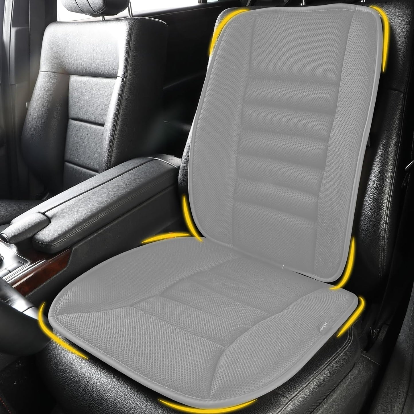 Car Seat Cushion with Back Support Pillow, Comfy Lumbar Support & Seat Cushion, Memory Foam Driving Pillow for Back-Sciatica Pain Relief, Auto Pad Suitable for Car, Truck, SUV - 4D Mesh Grey