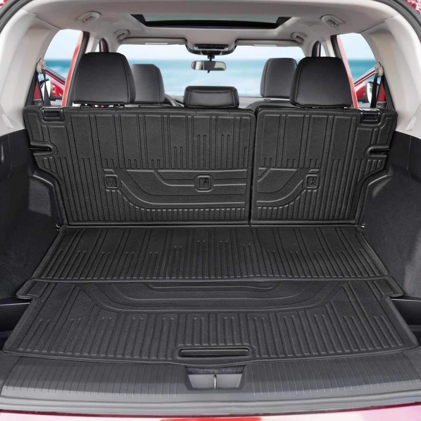 Floor Mats Set for Nissan Rogue 2025 2024-2021 Accessories, Full Coverage All Weather Floor Mats Cargo Mat with Backrest Protectors & Door Sill Guards (Not for Sport)