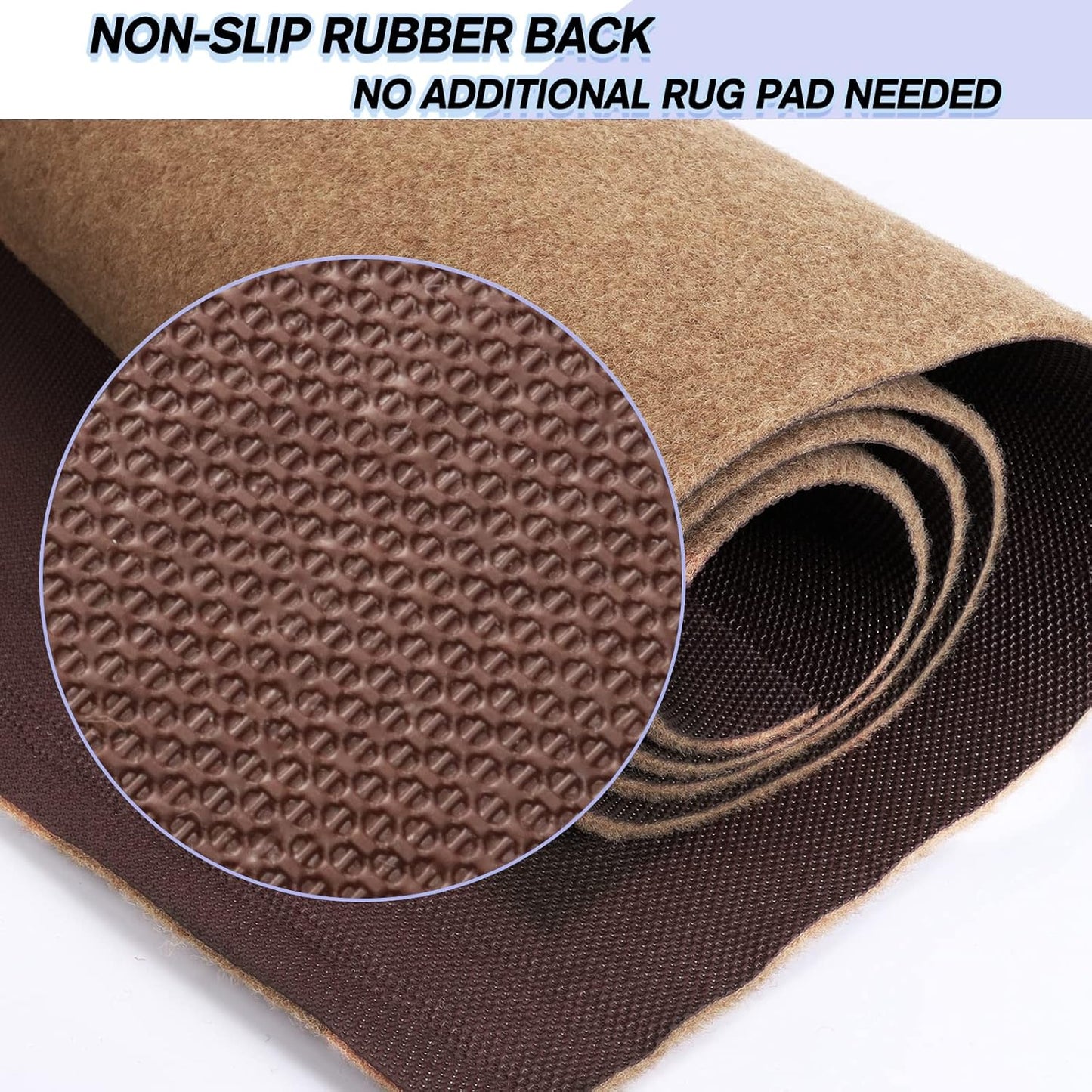 Custom Size Backed Non-Slip Area Rugs Runner, Easy Clean, Waterproof Runner Rugs for Hallway Entryway, Kitchen, Laundry, 4FT x 52FT, Beige