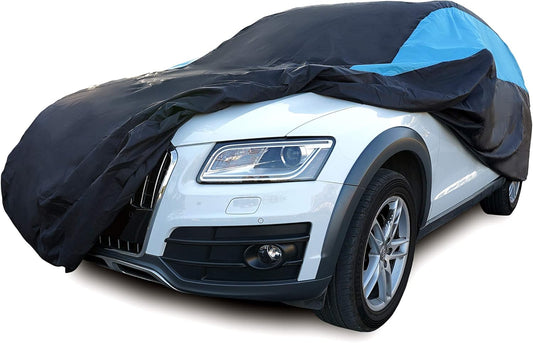 MORNYRAY Waterproof Car Cover All Weather Snowproof UV Protection Windproof Outdoor Full SUV Car Cover, Universal Fit for SUV (Fit SUV Length 191-201 inch, Blue)