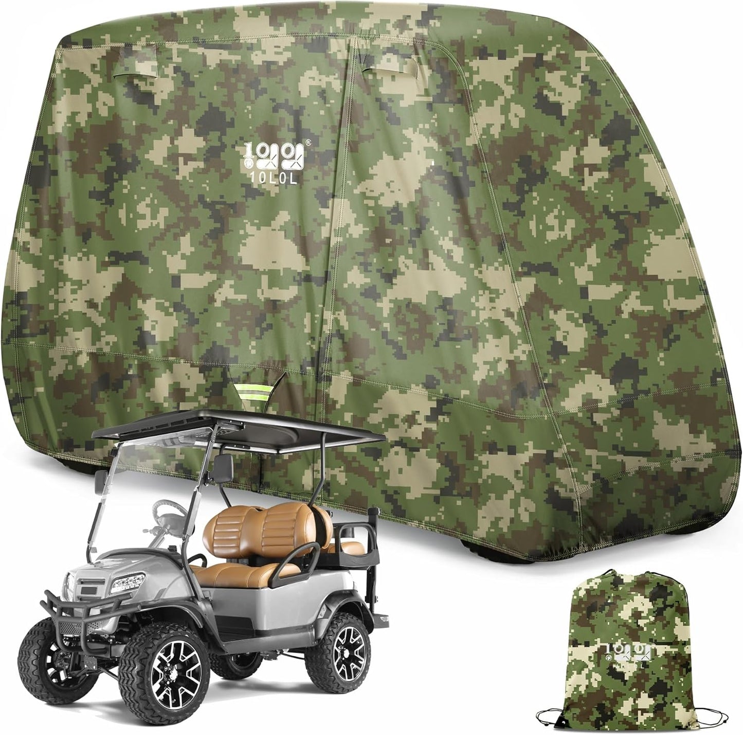 10L0L Heavy Duty Golf Cart Cover for 2/4 Passengers EZGO, Club Car and Yamaha, All Weather Outdoor Protection Weatherproof