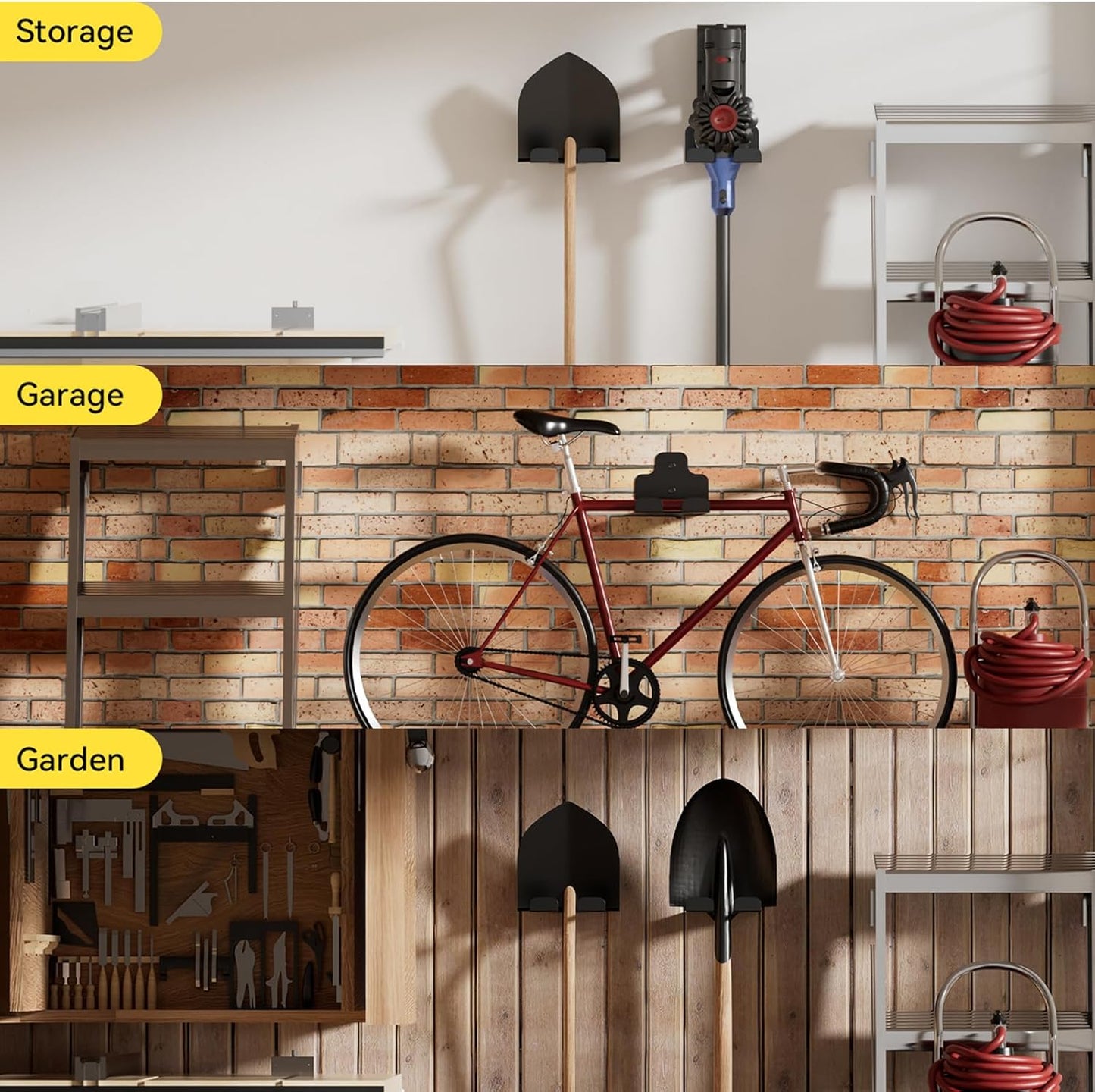 Garage Organizer Trimmer Rack, Garden Power Tool Hanger Weed Whackers Holder Wall Mounted for Grass Trimmer, Hedge Trimmer, Garage Trimmer, Garden Tools,2 Pack